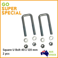 2 x Square U Bolt 40 x 120mm Ubolt Tie Down Zinc Plated Hanger Marine Trailer