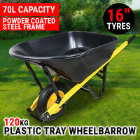 120KG Wheelbarrow 70L Poly Pull Dump Cart Garden Hand Trailer Wagon Lawn Plastic