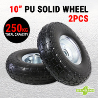 2x 10" PU Solid Wheel Non-flat 250KG Tire Tyre Tubeless 3.50-4 Hand Trolley Cart