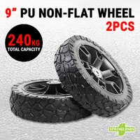 2x 9" PU Solid Wheel Non-flat Tire 2.50 Tyre 240KG Cart Hand Trolley Truck