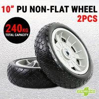 2x 10&quot; PU Solid Wheel Non-flat Tire Tyre 240KG Cart 3.00-4 Trolley Semi-hollow