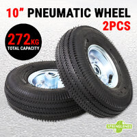 2x 10&quot; Pneumatic Wheel Tire Tyre 272KG Cart 3.50-4 Hand Trolley Truck Heavy Duty
