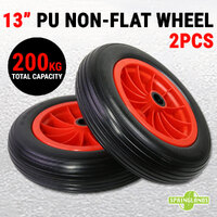 2x 13&quot; PU Solid Wheel Non-flat 200KG Tire Tyre 4.00-6 Cart Hand Trolley Truck