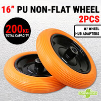 2x 16&quot; PU Solid Wheel Non-flat Wheelbarrow 200KG Tire Tyre 4.00-8 Cart Trolley