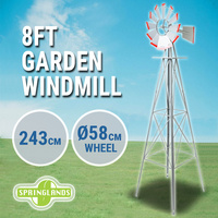 Garden Windmill 8FT Metal 243cm Decorative Ornamental Outdoor Wind Mill