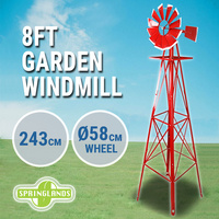 Garden Windmill 8FT Metal 243cm Decorative Ornamental Outdoor Wind Mill
