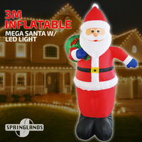 Inflatable Christmas 3M Santa W/ LED Light Gift Xmas Decoration Outdoor Airblown
