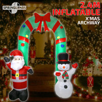 Inflatable Christmas Archway Santa Snowman 2.4M Xmas Decor LED Light Outdoor