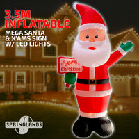 Inflatable Christmas 3.5M Mega Santa &amp; Sign W/ LED Lights Gift Xmas Decor Outdoor