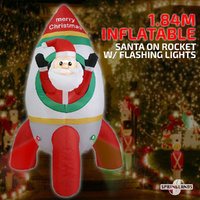 Inflatable Christmas Santa On Rocket W/ Flashing Lights 1.84M Xmas Decor Gift