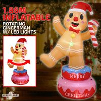 Inflatable Christmas Rotating Gingerman W/ LED Lights 1.86M Xmas Decor Outdoor