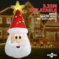 Inflatable Christmas 3.35M Mega Santa Head W/ LED Lights Gift Xmas Decor Outdoor