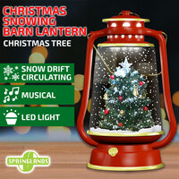 Christmas Tree Snowing Barn Lantern Musical Tabletop LED Light Decoration Lamp