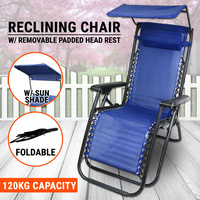 Zero Gravity Foldable Recliner Sun Shade & Headrest Outdoor Camping Beach Chair