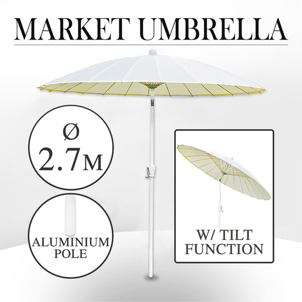 2.7m Market Umbrella Tilt Aluminium Pole Fibre Glass Rib Outdoor Garden Cafe