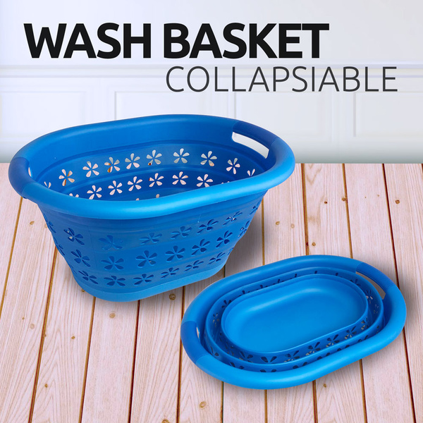 Large Collapsible Laundry Drain Basket Wash Clothes Fruits Bin Space Saving Foldable