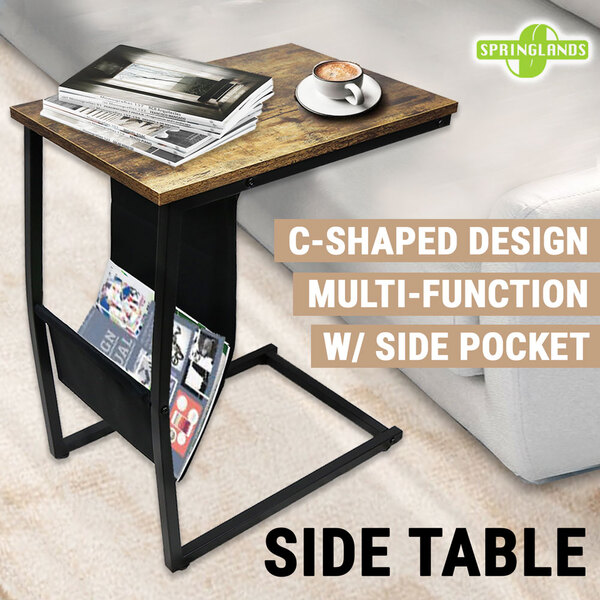 Side End Table Sofa Coffee C Shape Storage Bedside Laptop Plant Stand Couch