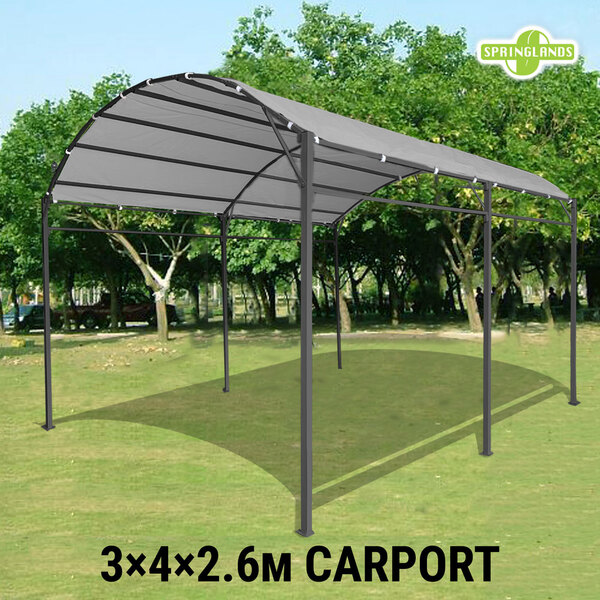 3x4m Gazebo Marquee Carport Shade Shelter Yard Backyard Steel Waterproof Grey