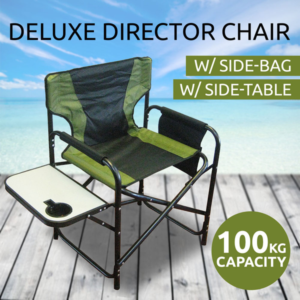 Directors Chair Folding W/ Side-Table Side-Bag Outdoor Camping Portable Fishing