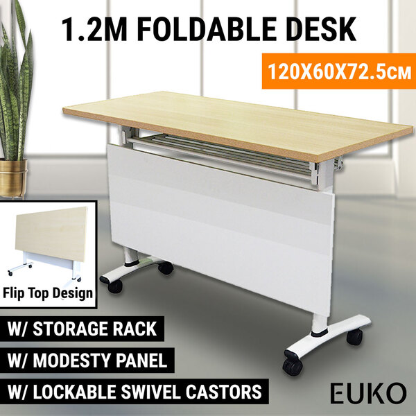 Folding Standing Desk Computer Table 1.2M Flip Top Office Conference Training