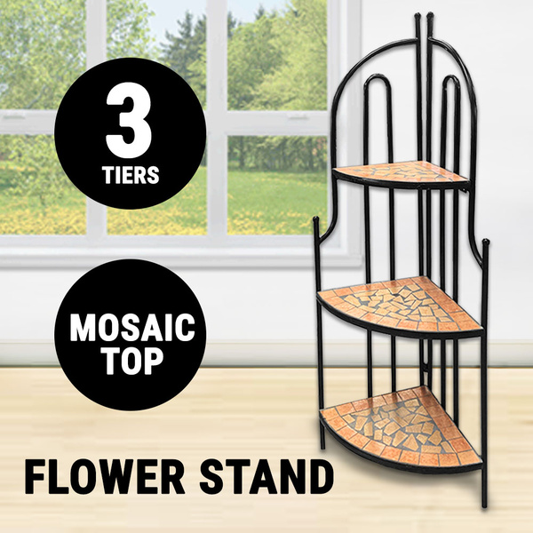 3 Tiers Mosaic Flower Stand Plant Holder Display Shelf Rack Table Indoor Pots