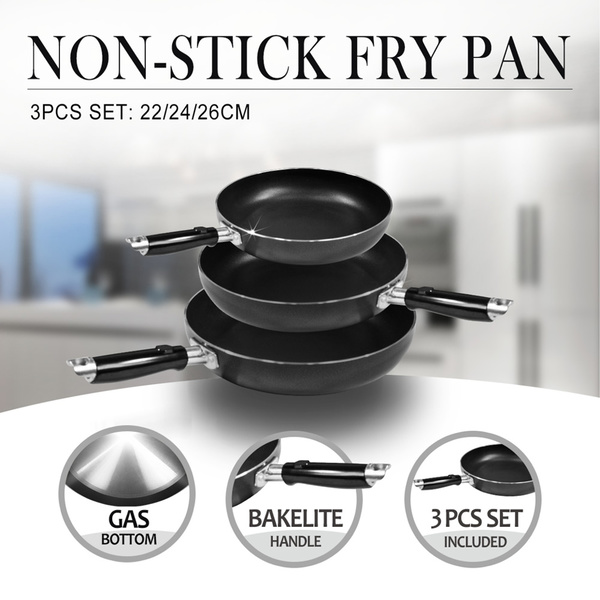 FryPan Non-Stick 3 Pcs Set handle Round, Cooking Pot Kitchenware, Home, Fry Pan