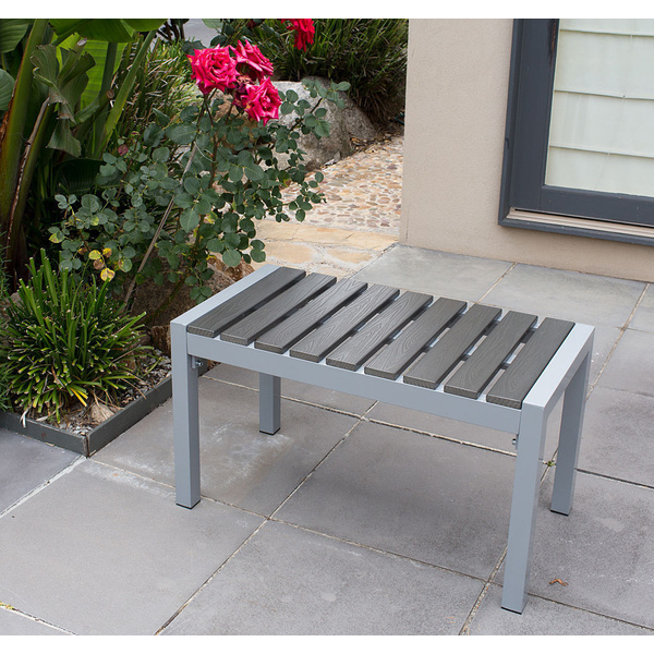 Long Stool Aluminium Frame w/ Wooden Slat 79x41x45cm, Outdoor Chair Bench