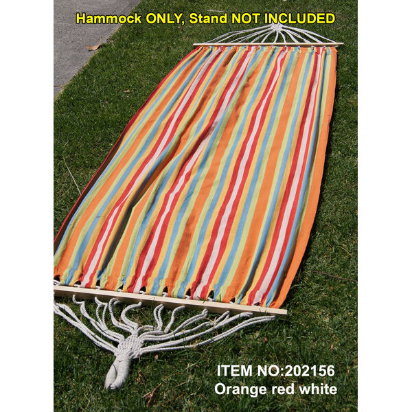 Single Cotton Hammock W/ Wooden Spreader Bar Swing Bed Outdoor Garden Camping