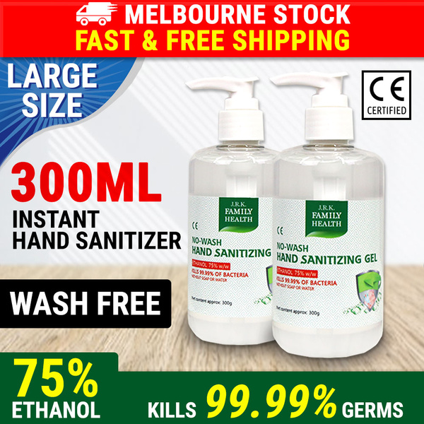2×300ml Hand Sanitizer 75% Alcohol Sanitiser Gel Kill 99.99% of Germs Bacteria