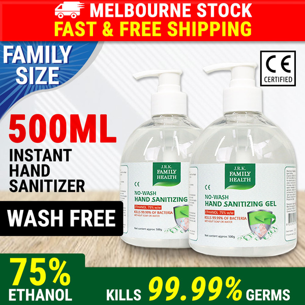 2×500ml Hand Sanitizer 75% Alcohol Sanitiser Gel Kill 99.99% of Germs Bacteria