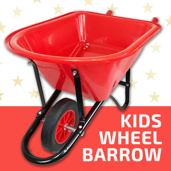 Kids Wheelbarrow Plastic Tray Wheel Barrow Cart Children Toy Garden Farm Toddler