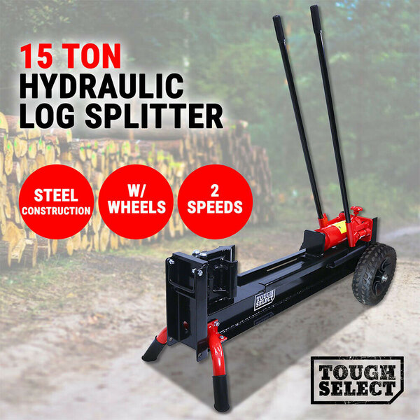 Log Splitter Manual 15 Ton Hydraulic Firewood Wood Cutter, Splits Logs 17" Long