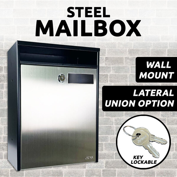 MailBox Steel Wall Mount Post Letter Mail Box Junk Letterbox Lockable Reception