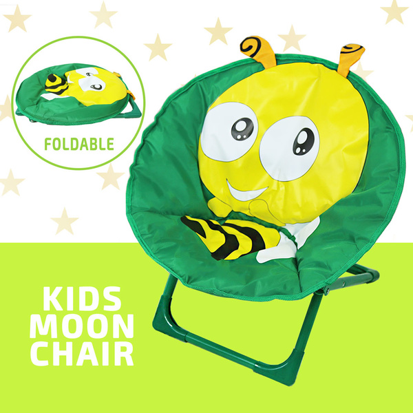 Kids Moon Chair Folding Padded Oval Round Seat Toddler Lounge Outdoor Camp Beach