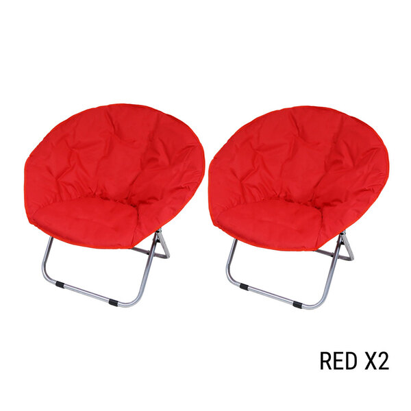 2PCS Moon Chair Folding Padded Oval Round Camping Fishing Portable Picnic