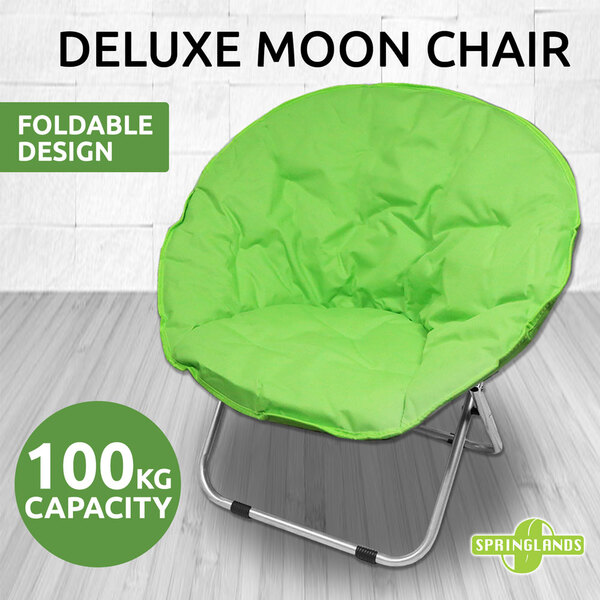 Moon Chair Folding Padded Oval Round Camping Fishing Portable Picnic Green Seat