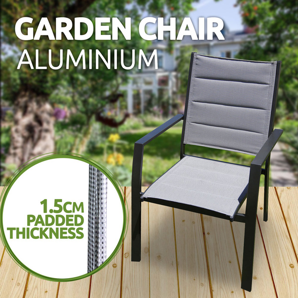 Deluxe Aluminium Outdoor Padded Garden Chair, 'TINA' Chair, Grey, New