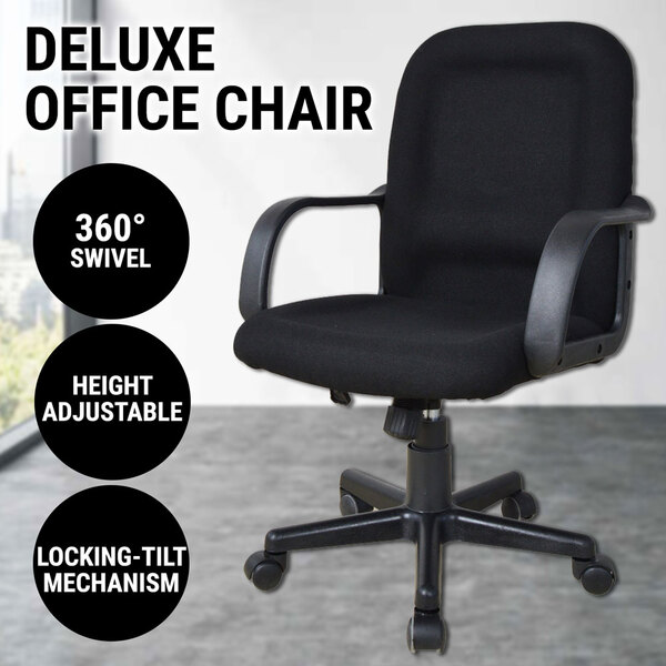 Deluxe Office Chair Fabric Padded Executive Computer Gaming Study Seat Work Home
