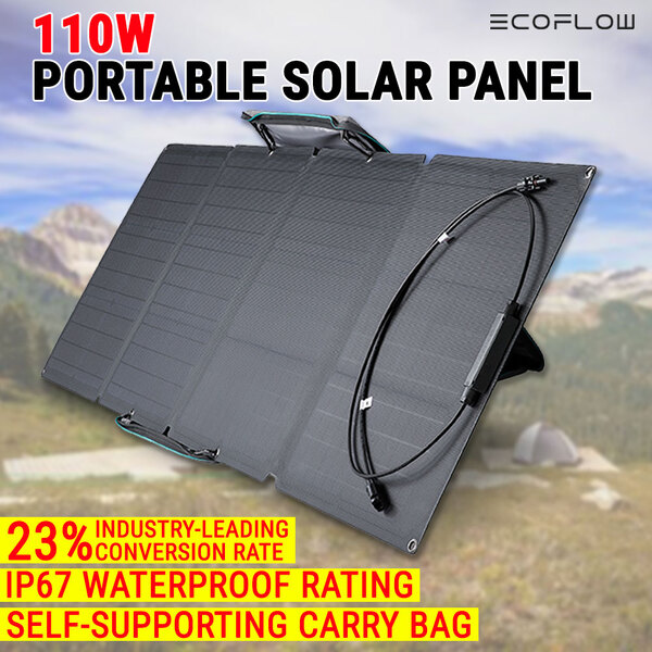 EcoFlow Foldable Solar Panel 110W W/ Carry Case Portable Camping RV Home Battery