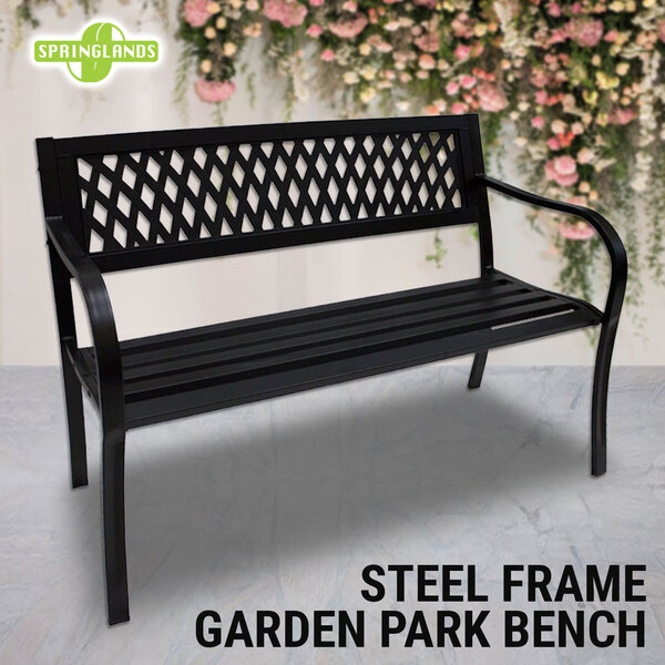 Steel Park Bench Lattice Pattern Outdoor Garden Bench Patio Chair Seat