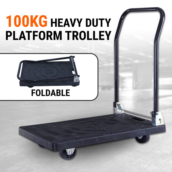 Folding Platform Trolley Hand Truck Foldable Cart Strong Moulded Plastic 100kg