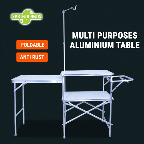 Folding Picnic Table Aluminium Portable Outdoor Kitchen Cook Camping BBQ Desk 