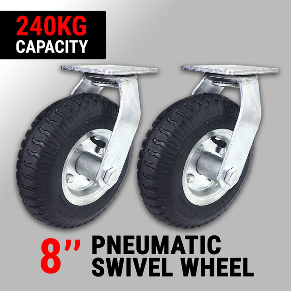 2Pcs 8'' Pneumatic Wheel Swivel Caster 240KG Trolley Garden Cart Tool Box Castor