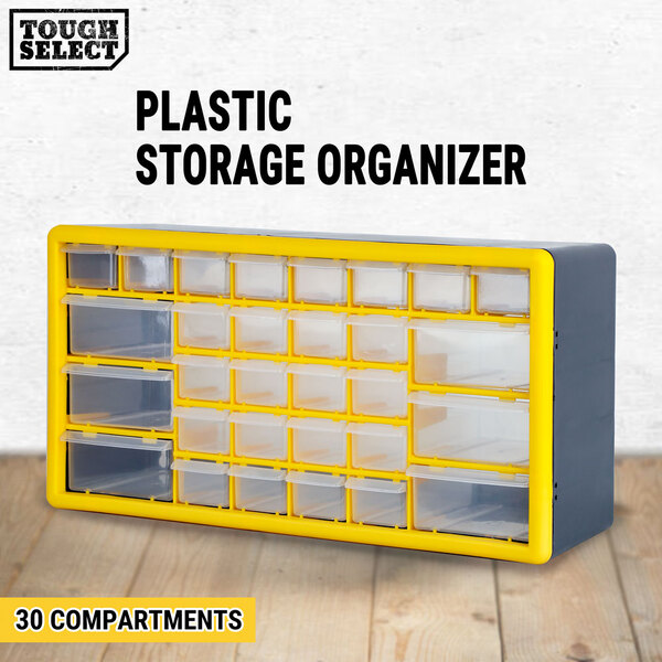 Storage Drawer w/ 30 Compartments, Plastic Tool Box Organiser Bin Screw Case