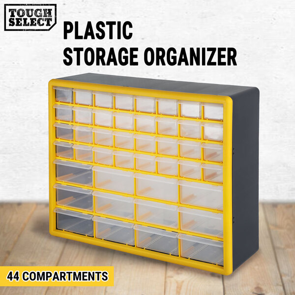Storage Drawer w/ 44 Compartments, Plastic Tool Box Organiser Bin Screw Case