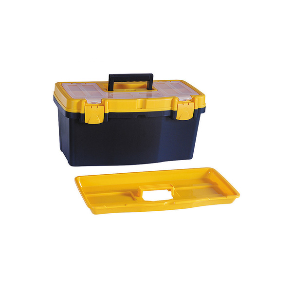 Tool Box Plastic 19" w/ 6 Compartments 14 Pcs, Storage Organiser Case Organizer