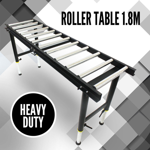 1.8m Roller Top Table, 12 Roller Heavy Duty Work Support Conveyor Adjustable Leg