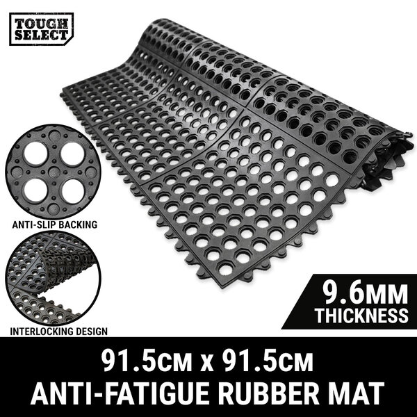 Interlocking Rubber Mat Anti Fatigue 91.5x91.5CMx9.6MM Floor Safety Non-slip Rug