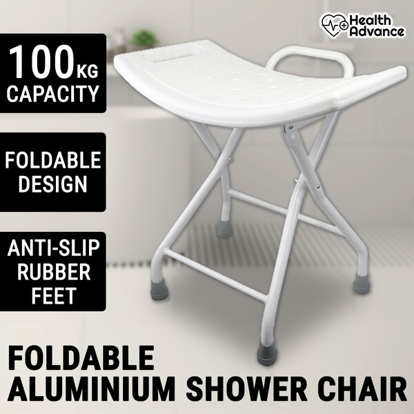 Foldable Aluminium Shower Chair W/ Handle Stool Seat Bench Safety Aid Elderly