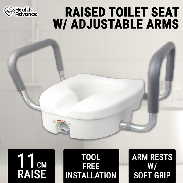 Raised Elevated Toilet Seat W/ Adjustable Arms Home Aid Safety Portable Elderly
